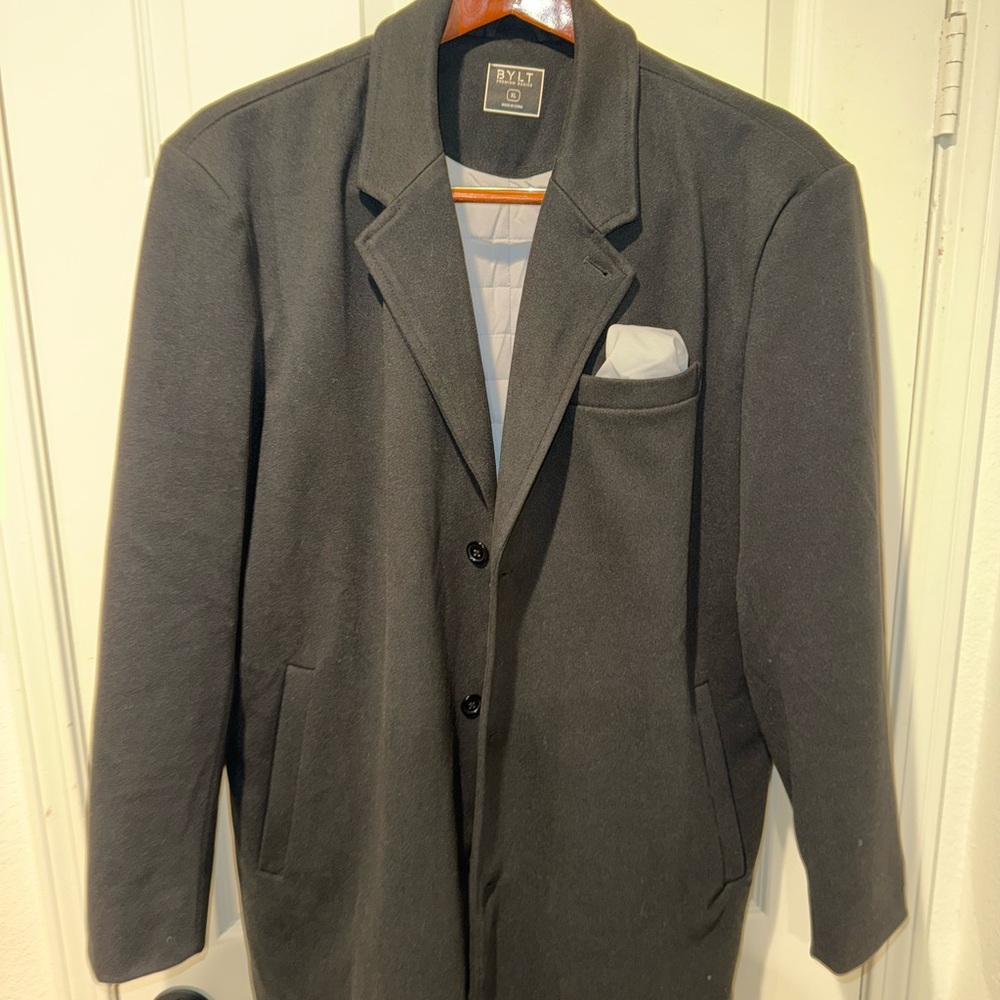 NWOT BYLT Basics Stretch Black Overcoat